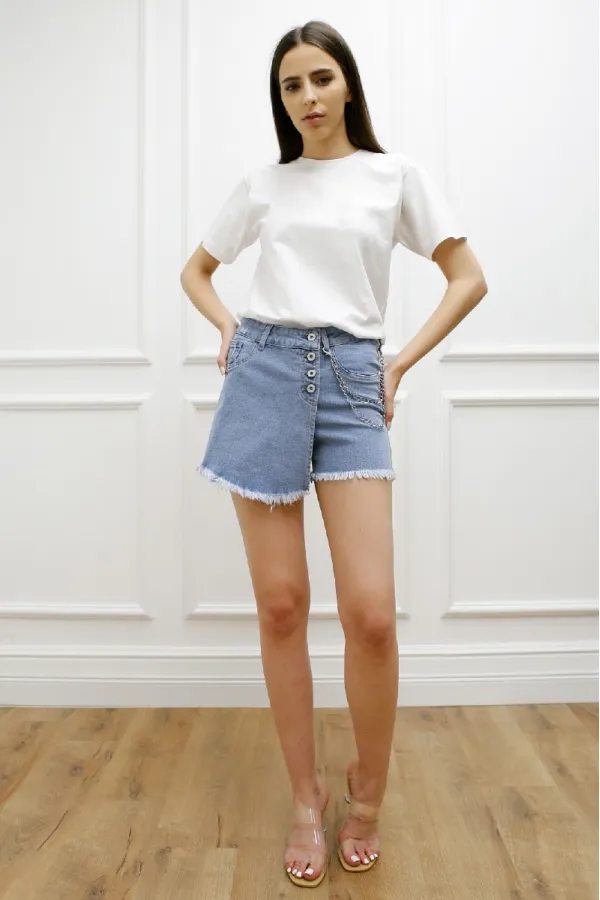 Etekli Zincirli Kısa Şort 297-42-(S-XL-6) Etekli Zincirli Kısa Şort 297-42-(S-XL-6)