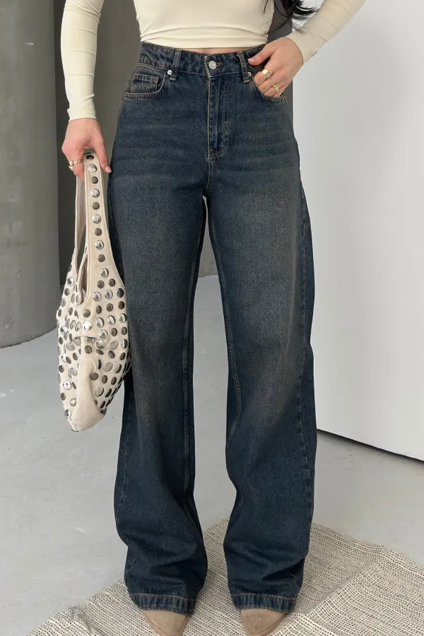 Wide Leg High Waisted Relaxed Jean 718-19-(42-50-4) Dark Blue Intense Tinted Wide Leg High Waisted Relaxed Jean 718-19-(42-50-4) Dark Blue Intense Tinted