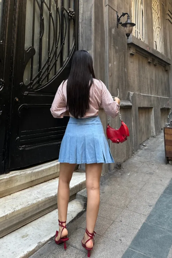 Pileli Mini Etek 1085-25-(36-42-4)