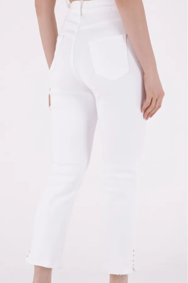 Yanı Yırtmaçlı Flare Paça Mom Kot Pantolon  1774-50-(26-31)