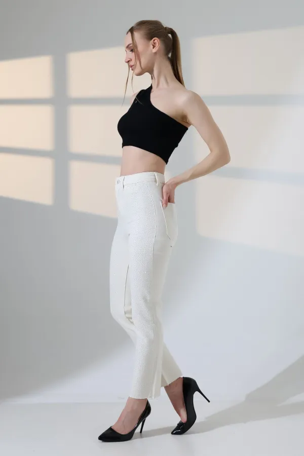 Serpme Taşlı  Relax Kot Pantolon  7193-80-(28-33)