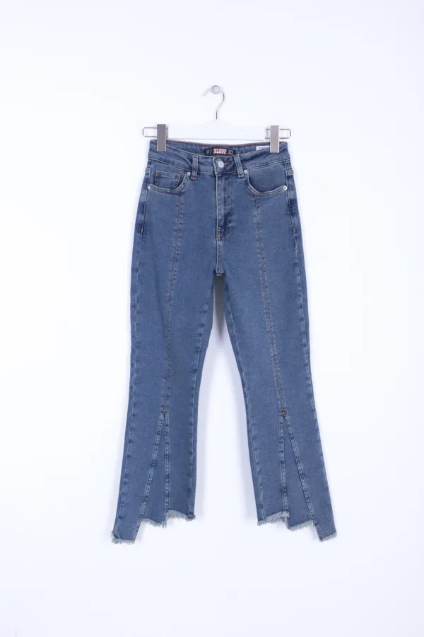 Püsküllü Parçalı Kot Pantolon  1859-62-(26-31)