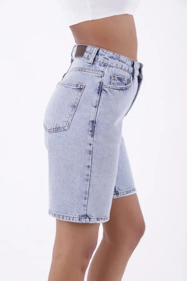 Mid Length Denim Short 2001-08-(S-XL-6) Snow Light Blue