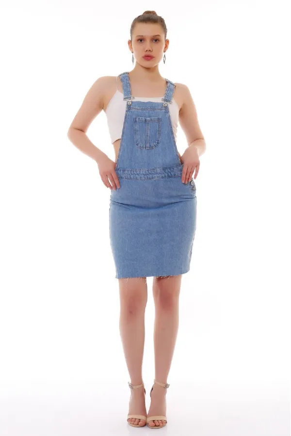 Salopet Kot Elbise  345-15-(S-XL-6)
