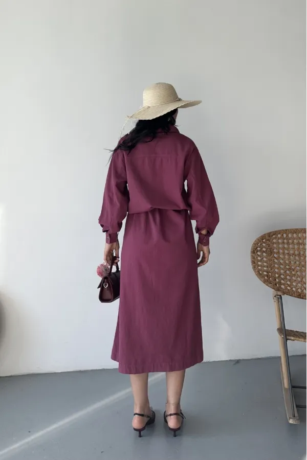 Uzun Keten Elbise  HS303-95-(1-2)