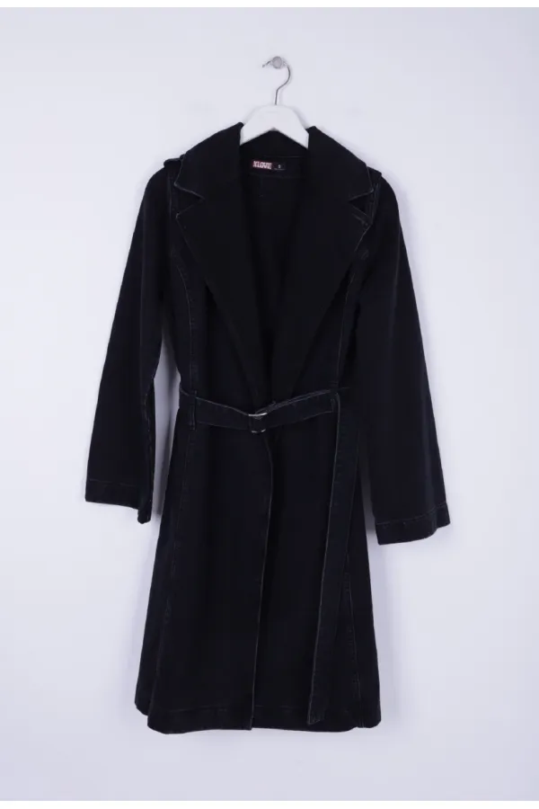 Belted Denim Trench Coat 6033-23-(S-XL-6-2) Belted Denim Trench Coat 6033-23-(S-XL-6-2)