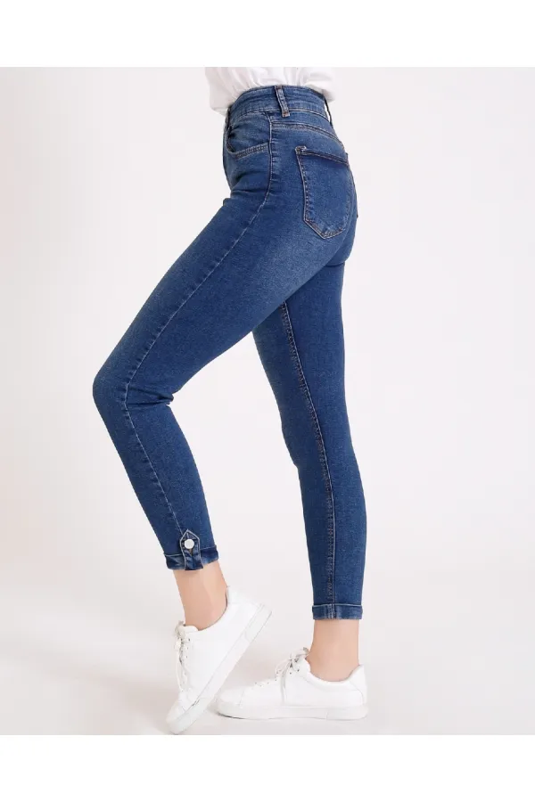Kemerli Düğmeli Kot Pantolon 754-01-(28-33) Kemerli Düğmeli Kot Pantolon 754-01-(28-33)