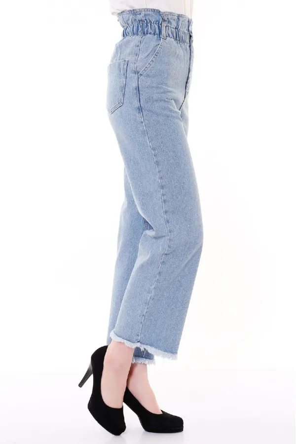 Beli Lastikli Bol Paça Relax Kot Pantolon 789-42-(30-36) Beli Lastikli Bol Paça Relax Kot Pantolon 789-42-(30-36)