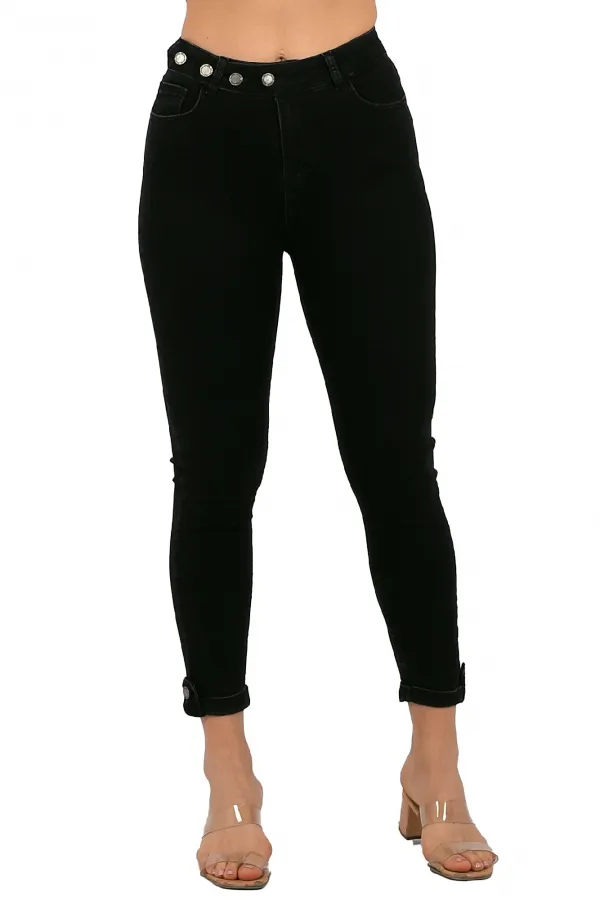 Kemerli Düğmeli Kot Pantolon 754-23-(26-31) Kemerli Düğmeli Kot Pantolon 754-23-(26-31)