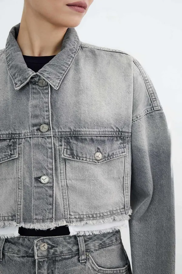 Denim Jacket with Lining Detail 6016-29-(XS-L-6) Denim Jacket with Lining Detail 6016-29-(XS-L-6)