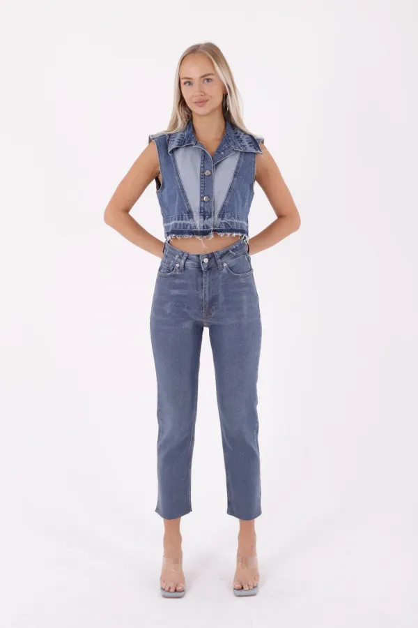 Dikişsiz Paça Mom Fit Kot Pantolon  764-53-(28-33)