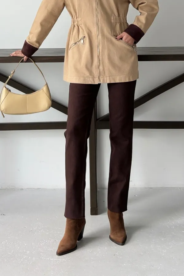 Stripe Detailed Mom Jeans 7111-78-(28-33) Brown