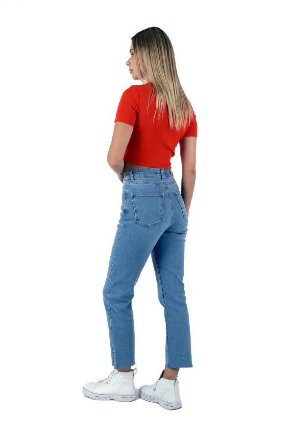 Paçasılı Mom Kot Pantolon  1794-15-(26-31)