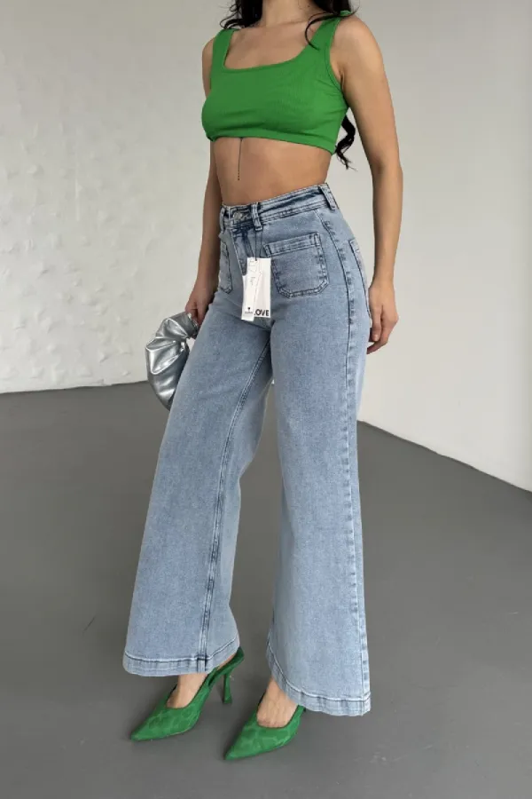 Ön Cep Detaylı Kot Pantolon 7079-08-(27-32)