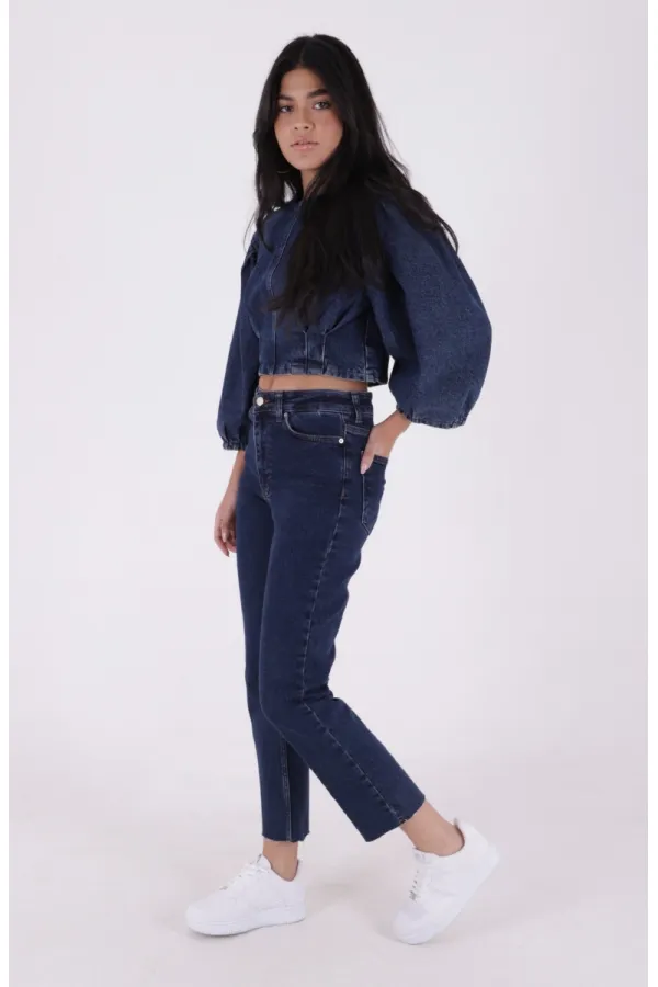 Dikişsiz Paça Mom Fit Kot Pantolon  764-26-(32-33)