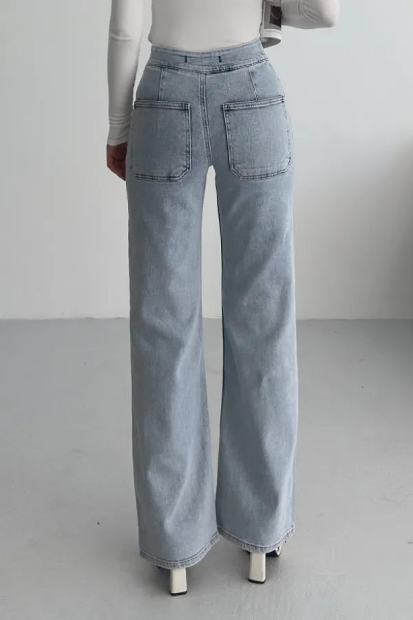Pensli Bol Paça Kot Pantolon 1730-08-(26-30-8)