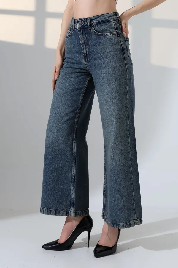 Palazzo Jeans 7158-62-(27-32) Middle Blue - Tinted Palazzo Jeans 7158-62-(27-32) Middle Blue - Tinted