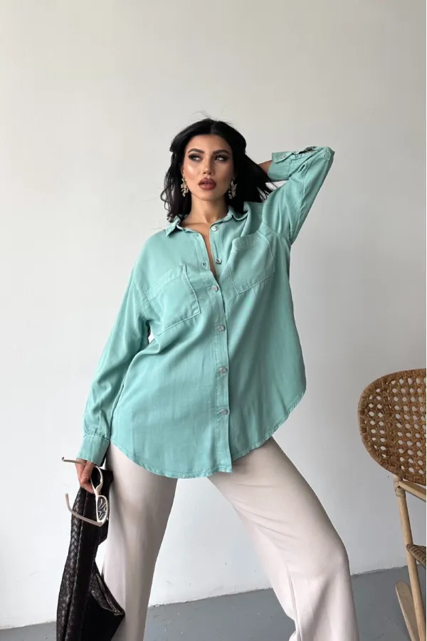 Cepli Oversize Keten Gömlek HS609-86-(S-XL) Cepli Oversize Keten Gömlek HS609-86-(S-XL)