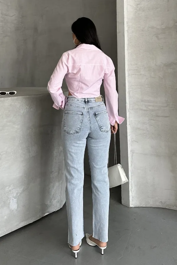 Seamless Mom Jeans 7064-08-(28-33) Snow Light Blue