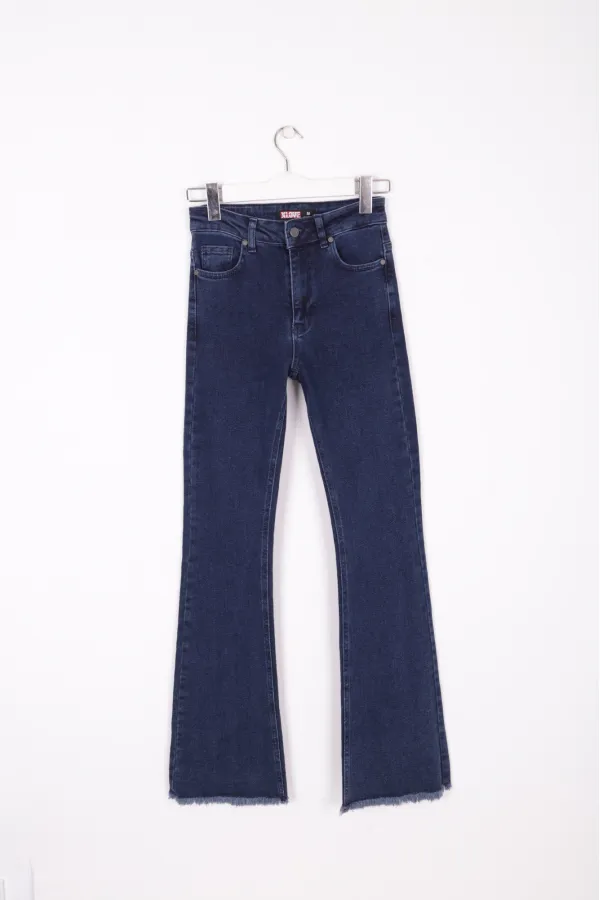 Püsküllü Paçalı Flare Kot Pantolon  1848-26-(S-L-6)
