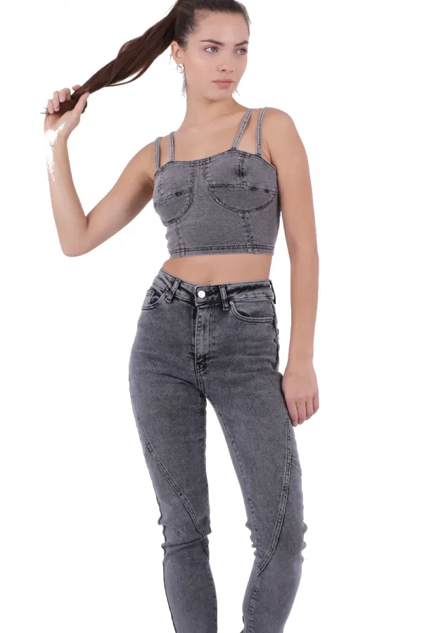Parçalı Mom Pantolon 778-40-(26-31)