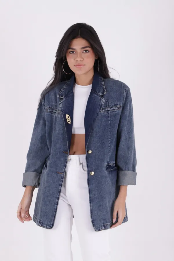 Buttoned Classic Blazer Jacket 6066-28-(S+L+4) Buttoned Classic Blazer Jacket 6066-28-(S+L+4)
