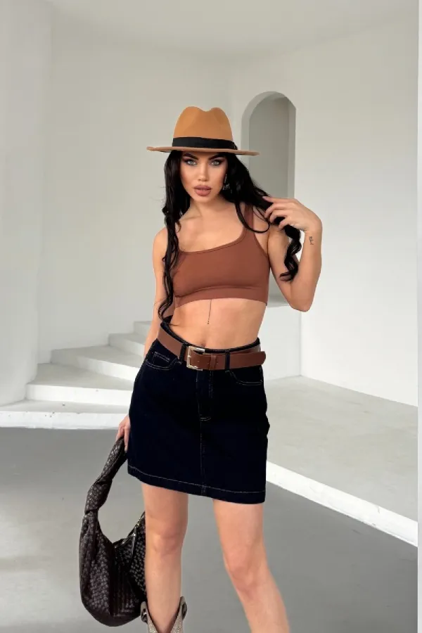 Mini Denim Skirt  1046-17-(36-42-6-2) Slubbed Navy Blue