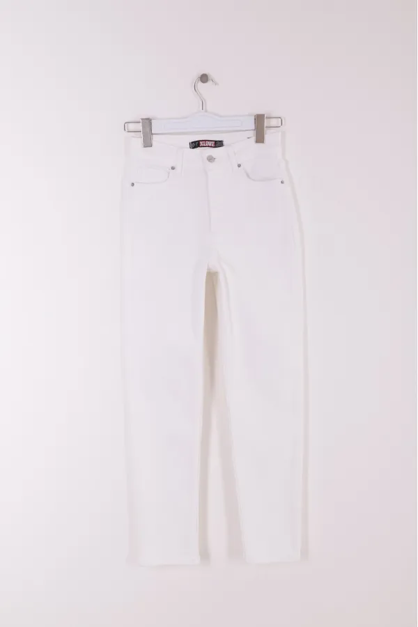 High Waisted Comfort Slim Ankle Length Jean  896-50-(26-31) White