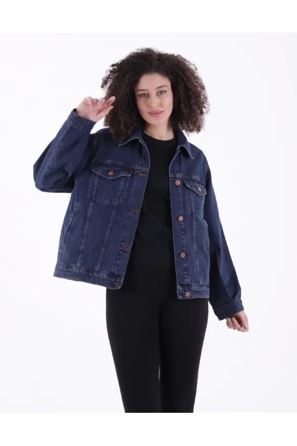 Klasik Yaka Cepli Düğmeli Kot Ceket  6081-26-(S-L-5)