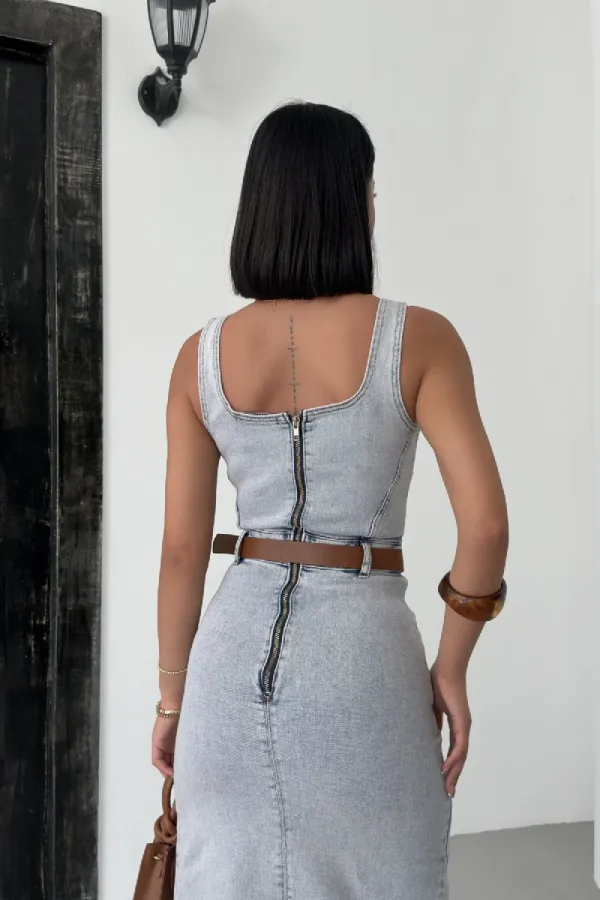 Robe en jean asymétrique 3019-08-(S-XL) Robe en jean asymétrique 3019-08-(S-XL)