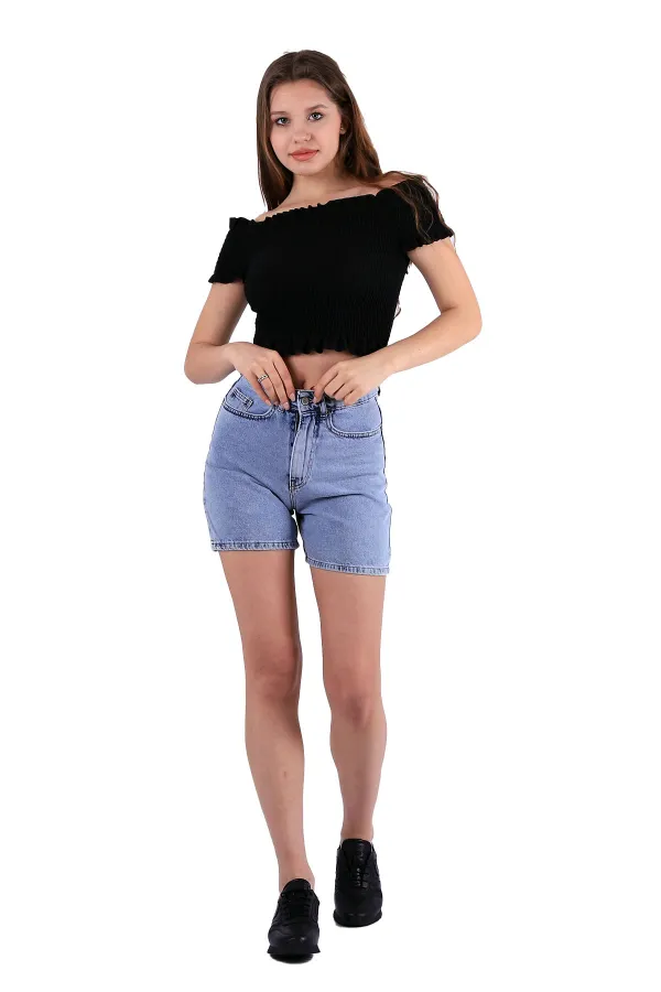 Double Folded Bottom Denim Short 292-08-(S-XL) Snow Light Blue Double Folded Bottom Denim Short 292-08-(S-XL) Snow Light Blue