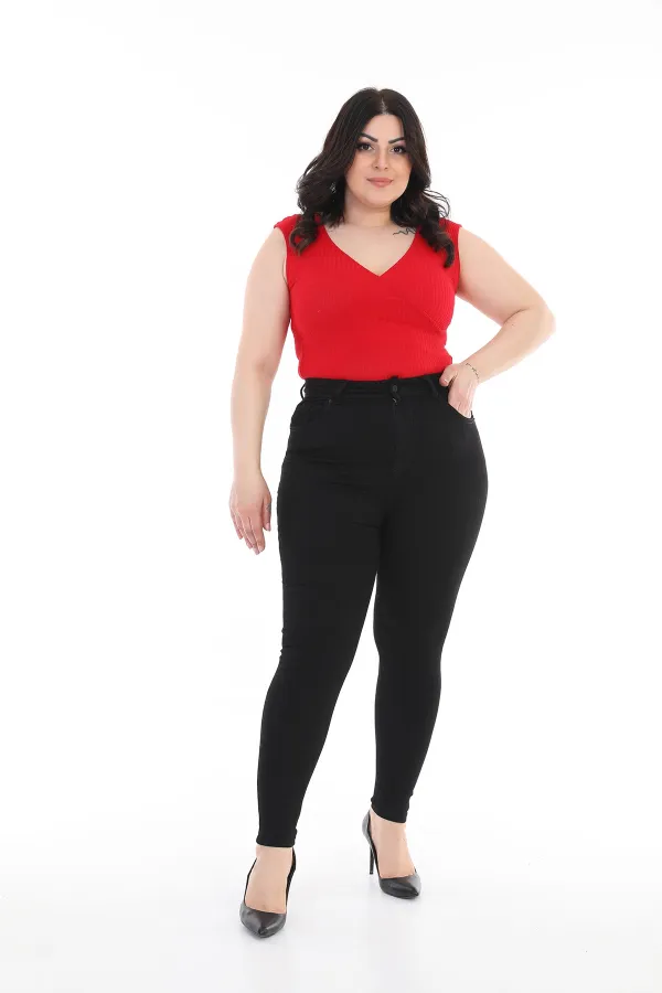 High Waisted Skinny Full Length Jean  515-07-(34-40) Black