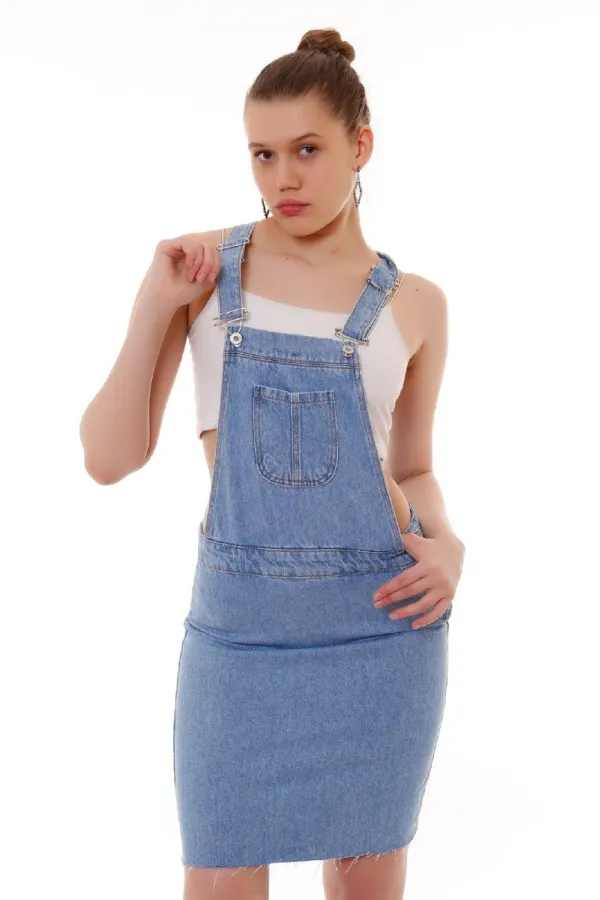 Salopet Kot Elbise  345-15-(S-XL-6)