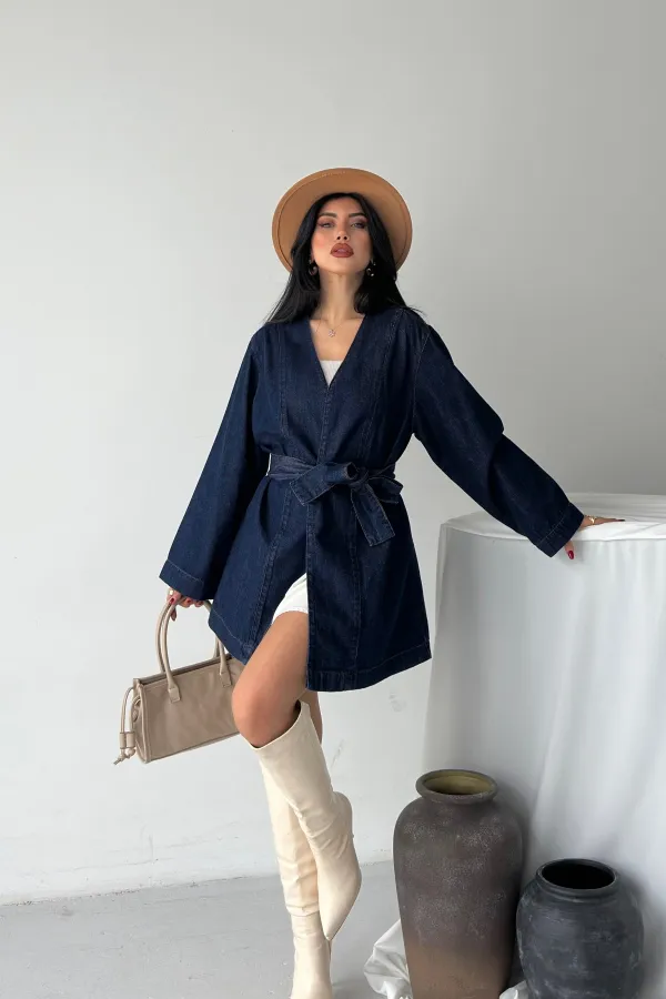 Kuşak Bağlamalı Oversize Ceket  6246-17-(S-L-3)