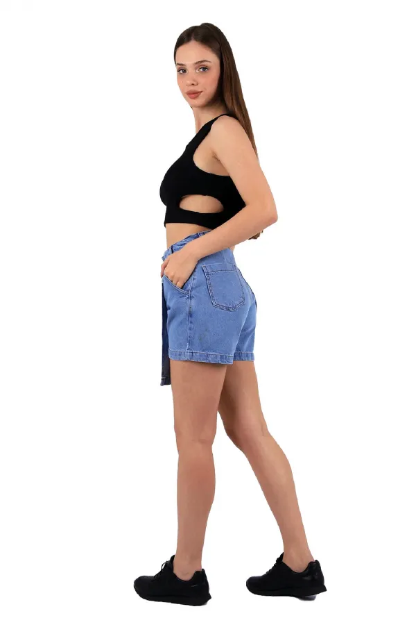 Extra Covered Denim Short Skirt 290-15-(S-L-5) Light Blue Denim Extra Covered Denim Short Skirt 290-15-(S-L-5) Light Blue Denim