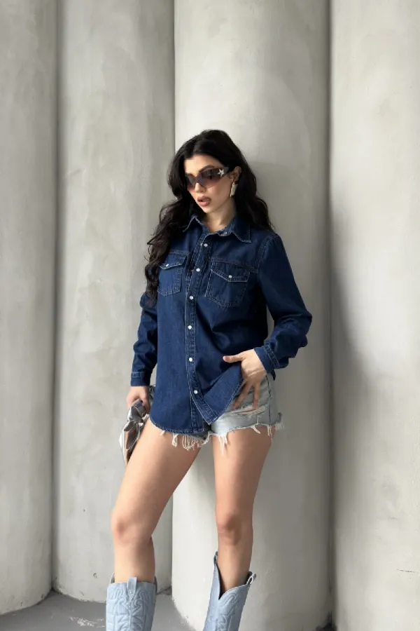 Snap Button Denim Shirt 6013-26-(S-XL-6)