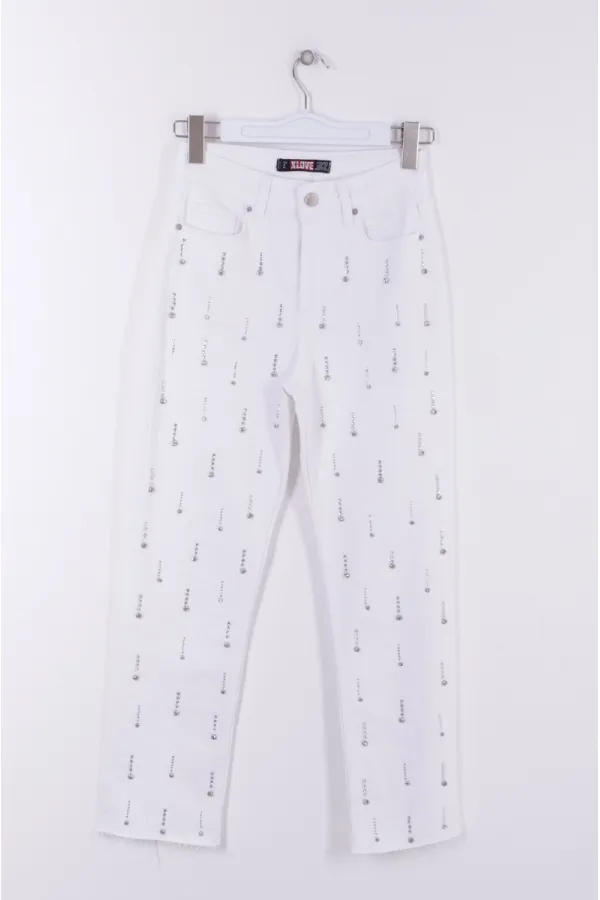 Tek Taraflı Droplı Kot Pantolon 7038-50-(26-31)