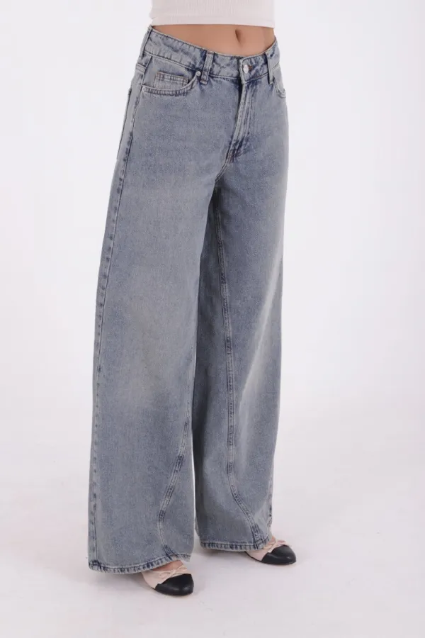 Parçalı Baggy Kot Pantolon 7045-62-(27-32)