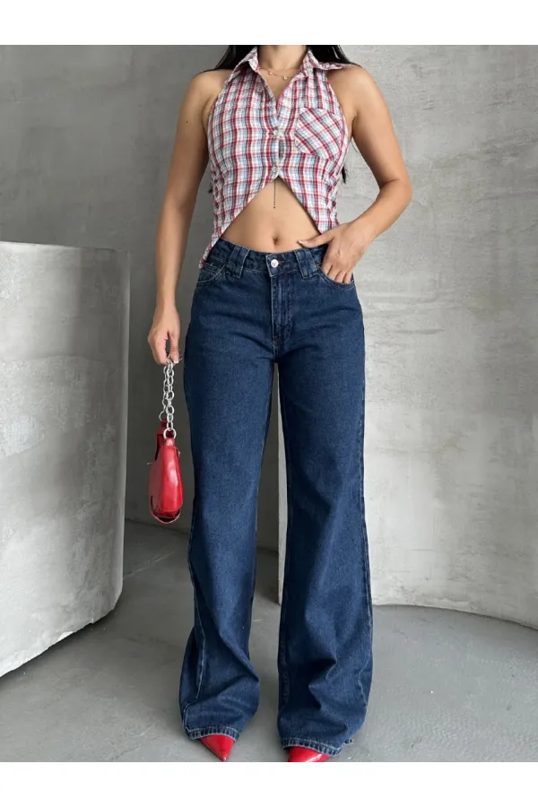 Wide Leg Baggy Relax Jean 7031-26-(26-31) Regular Dark Blue