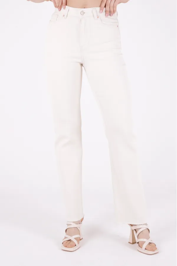 Tasseled Bottom Wide Leg Relax Jean 1726-80-(28-33) Natural Tasseled Bottom Wide Leg Relax Jean 1726-80-(28-33) Natural