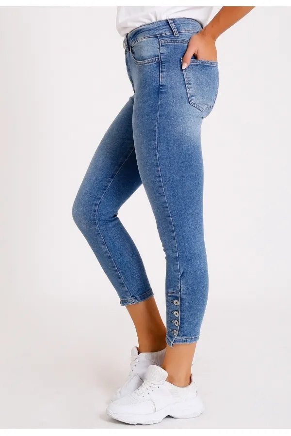 Paçası Dört Düğmeli Kot Pantolon 786-15-(26-31) Paçası Dört Düğmeli Kot Pantolon 786-15-(26-31)