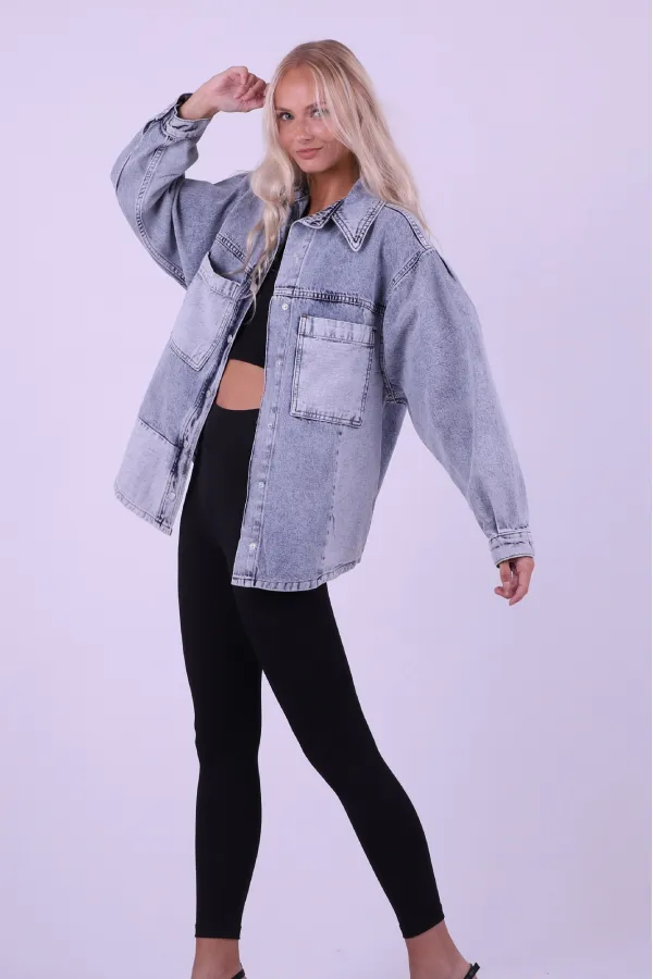 Parçalı Renkli Yıkamalı Kot Ceket  610-0108-(S-XL-6)