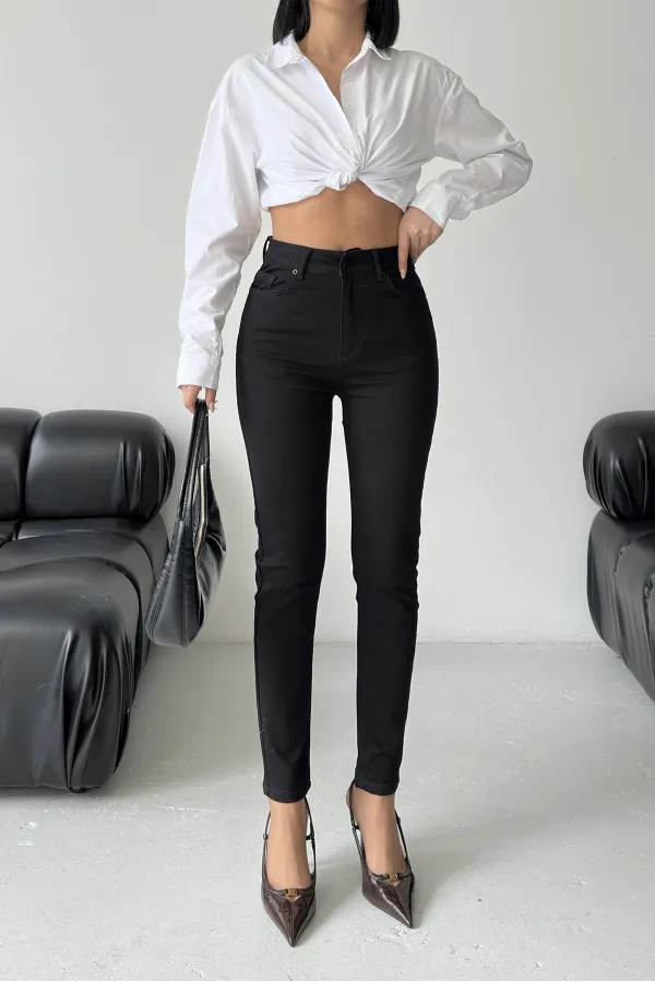 High Waisted Ankle Length Skinny Jean  815-07-(46-5) Black