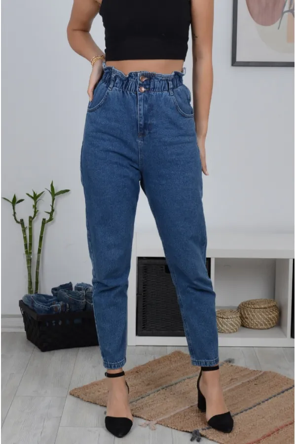 Beli Lastikli Kot Pantolon 759-27-(27-32) Beli Lastikli Kot Pantolon 759-27-(27-32)