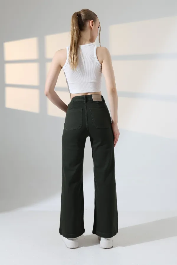 Front Pocket Detailed Jean  7079-97-(27-32) Pine Green