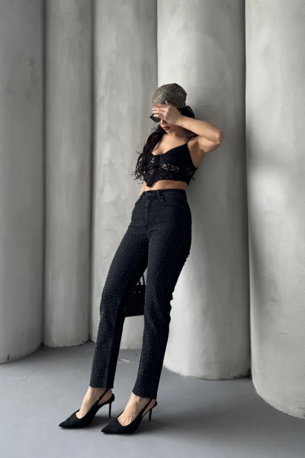Serpme Yıldızlı Kot Pantolon 7040-23-(26-31) Serpme Yıldızlı Kot Pantolon 7040-23-(26-31)