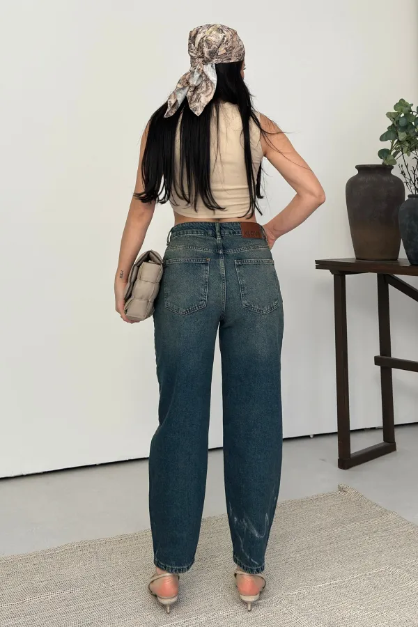 Mom Fit Jean  7057-62-(27-32) Middle Blue - Tinted