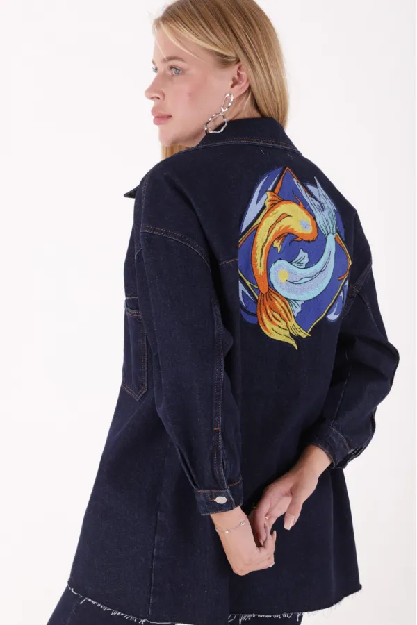 Embroidered Denim Jacket 6025-17-(S-XL) Embroidered Denim Jacket 6025-17-(S-XL)