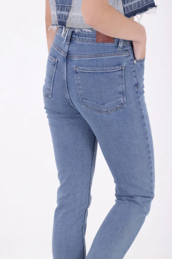 Dikişsiz Paça Mom Fit Kot Pantolon  764-27-(32-36)