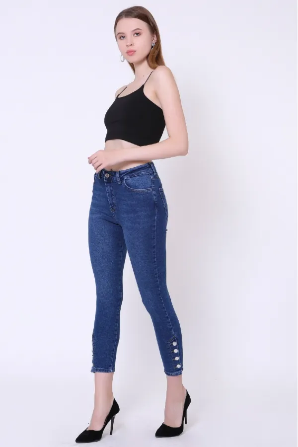 Paçası Dört Düğmeli Kot Pantolon  786-01-(28-33)